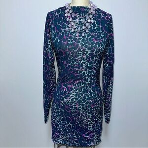 Women's BCBC MaxAzria LS Multi-Colored Leopard Mini Dress, Size XXS